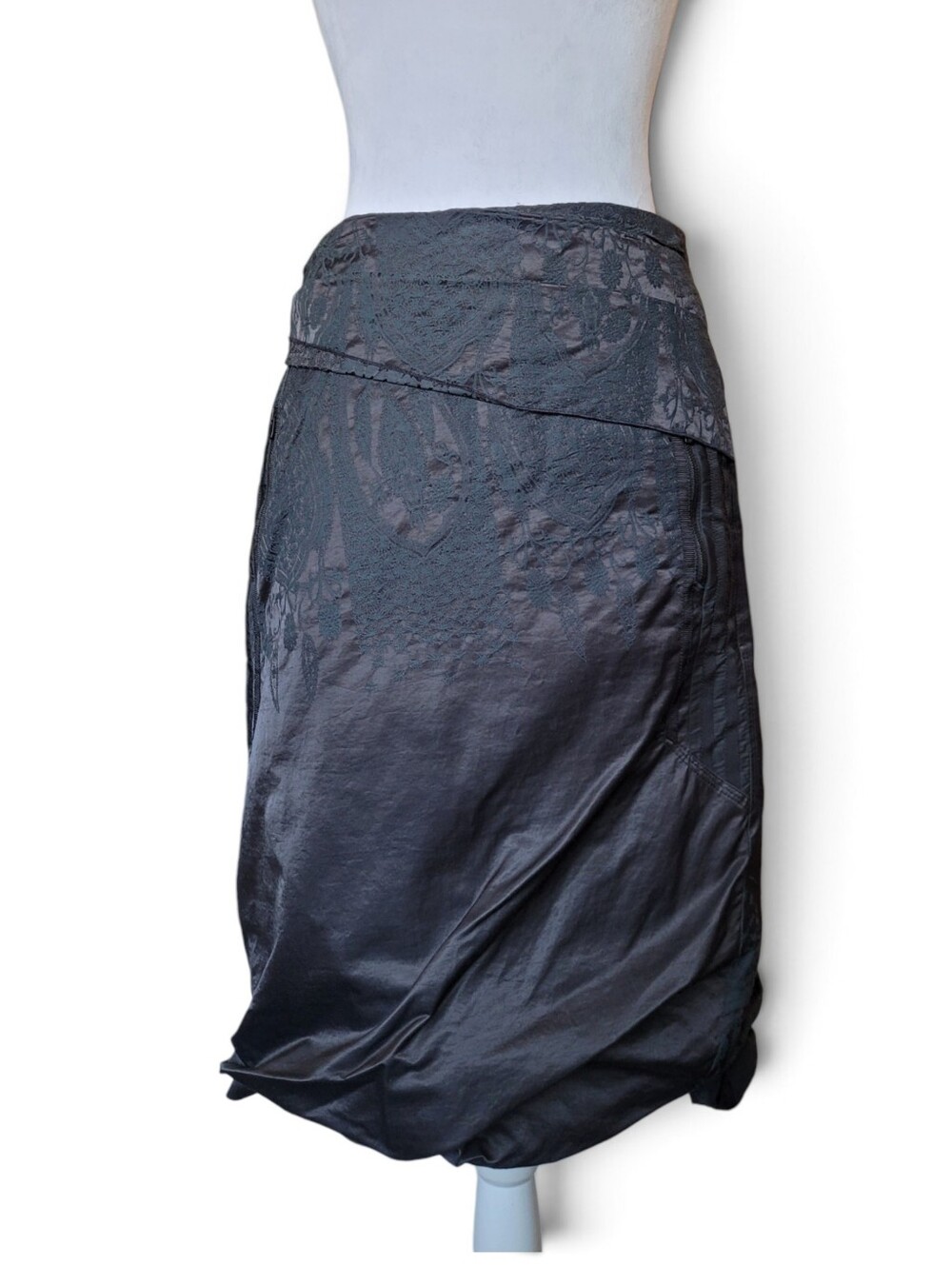 Beate Heymann Streetcouture Draped Asymmetrical Skirt Quilted Black Blue 8